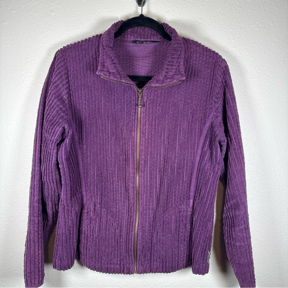 Woolrich Jacket Womens Sz M Wide Wale Corduroy Unlined Eggplant Kinsdale